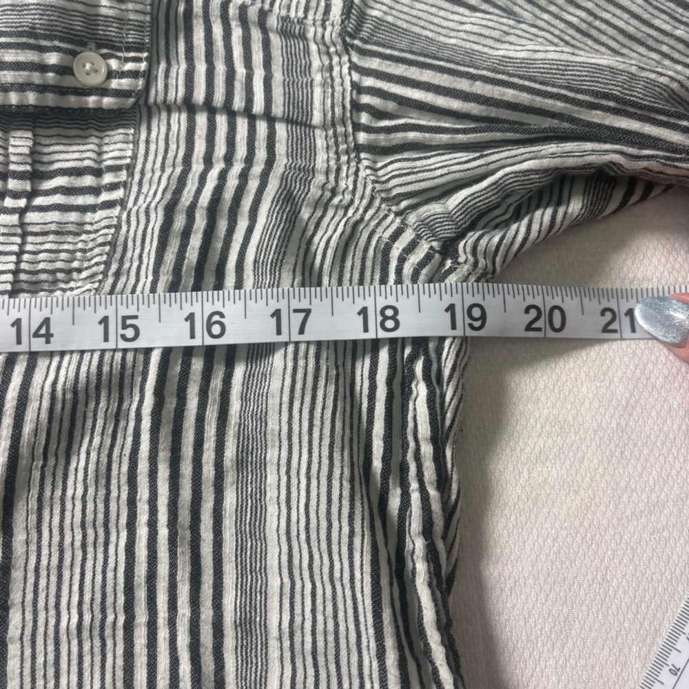 Lucky Brand Striped Popover Blouse Medium Boho Coastal Cotton Top - Picture 4 of 9